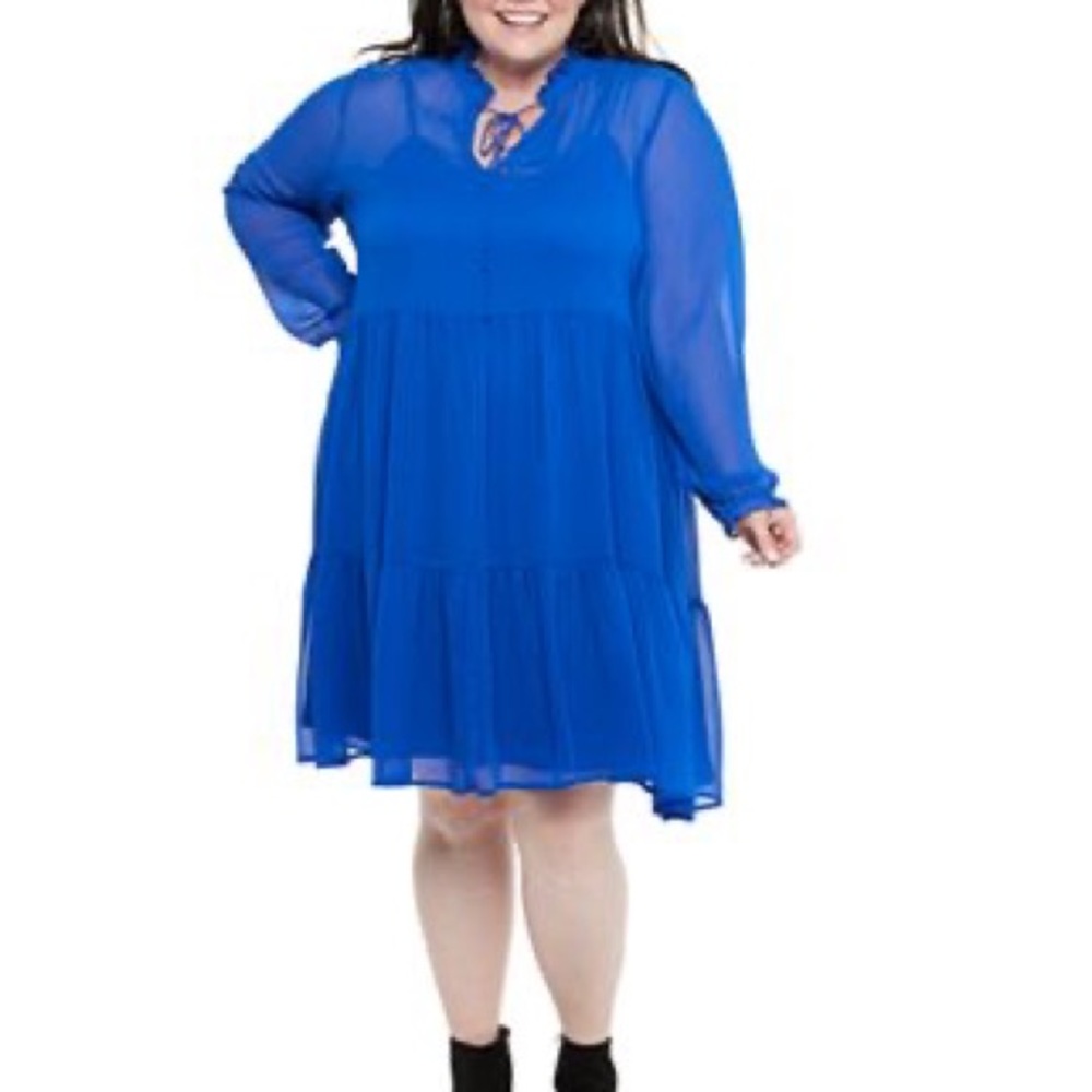 EVRI Blue Tiered Chiffon Dress Women’s Plus Size 1x